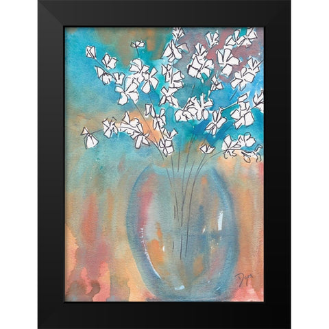 White Posey Black Modern Wood Framed Art Print by Dyer, Beverly