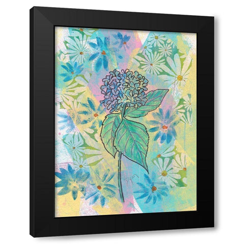 Botanical Boho Hydrangea Black Modern Wood Framed Art Print with Double Matting by Dyer, Beverly