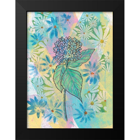 Botanical Boho Hydrangea Black Modern Wood Framed Art Print by Dyer, Beverly