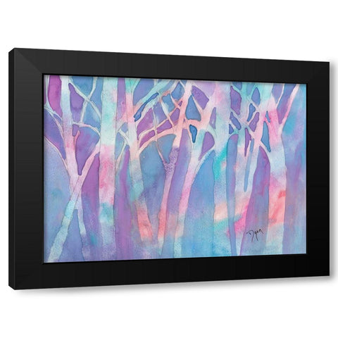 Stained Glass Trees Black Modern Wood Framed Art Print with Double Matting by Dyer, Beverly