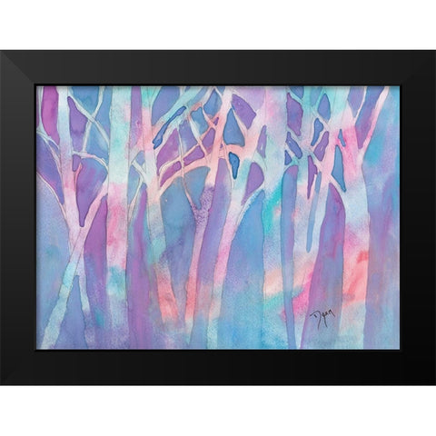Stained Glass Trees Black Modern Wood Framed Art Print by Dyer, Beverly