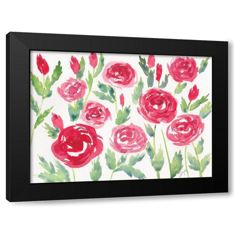 Decorative Roses Black Modern Wood Framed Art Print by Dyer, Beverly