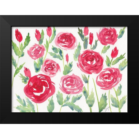 Decorative Roses Black Modern Wood Framed Art Print by Dyer, Beverly