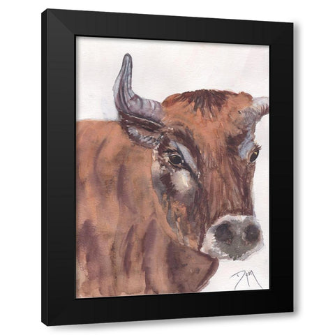 Fryer the Ox Black Modern Wood Framed Art Print with Double Matting by Dyer, Beverly