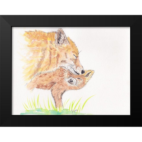 Golden Fox Love Black Modern Wood Framed Art Print by Dyer, Beverly