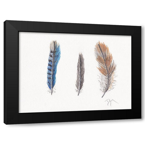 Feather Collection II Black Modern Wood Framed Art Print by Dyer, Beverly