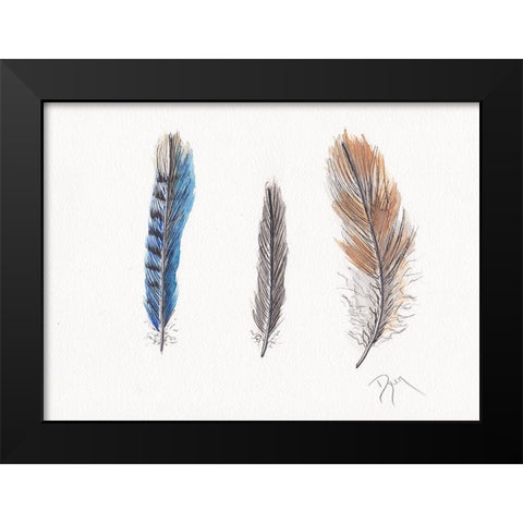 Feather Collection II Black Modern Wood Framed Art Print by Dyer, Beverly