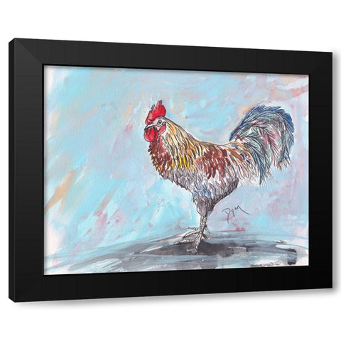 Rooster Black Modern Wood Framed Art Print with Double Matting by Dyer, Beverly