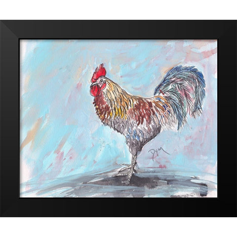 Rooster Black Modern Wood Framed Art Print by Dyer, Beverly