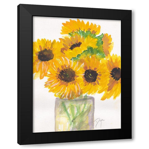 Sunflower Bouquet Black Modern Wood Framed Art Print with Double Matting by Dyer, Beverly