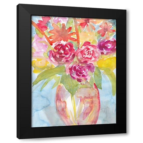 Florals Fresh Vase 1 Black Modern Wood Framed Art Print with Double Matting by Dyer, Beverly