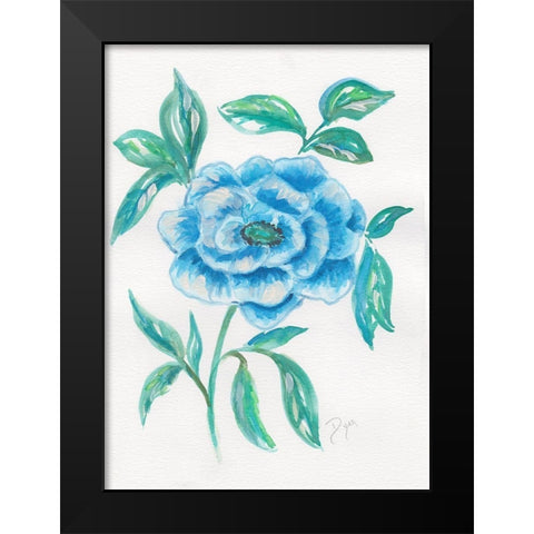 Floral Blue 1 Black Modern Wood Framed Art Print by Dyer, Beverly