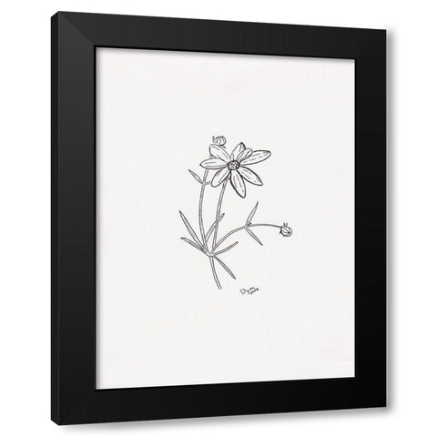 Floral Hand Drawn 2 Black Modern Wood Framed Art Print by Dyer, Beverly