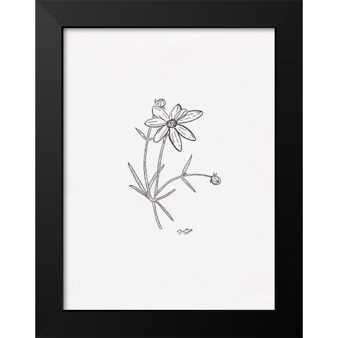 Floral Hand Drawn 2 Black Modern Wood Framed Art Print by Dyer, Beverly