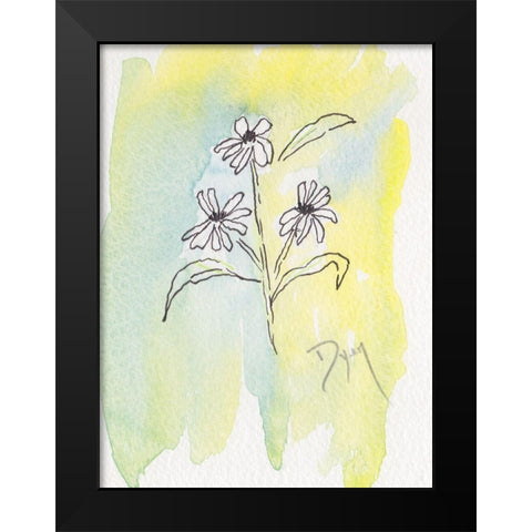Drawn Asters Black Modern Wood Framed Art Print by Dyer, Beverly