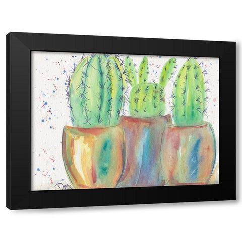 Cactus Party Black Modern Wood Framed Art Print by Dyer, Beverly