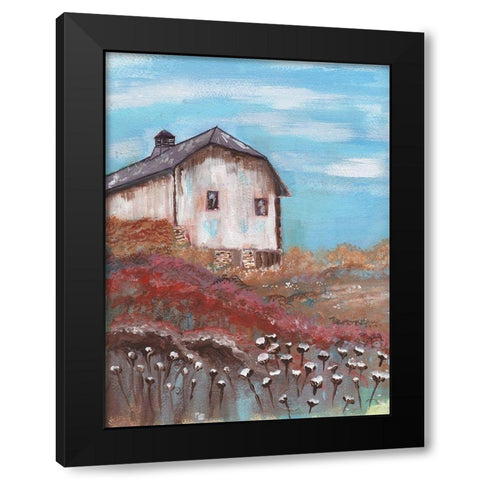 Cotton Farm Barn Black Modern Wood Framed Art Print with Double Matting by Dyer, Beverly