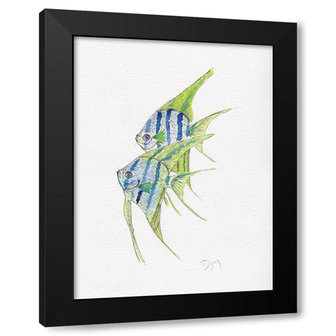 Fish Angel Black Modern Wood Framed Art Print by Dyer, Beverly