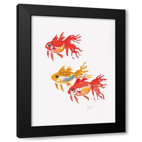 Fish Gold Black Modern Wood Framed Art Print by Dyer, Beverly