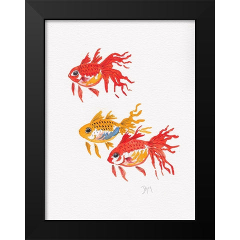 Fish Gold Black Modern Wood Framed Art Print by Dyer, Beverly
