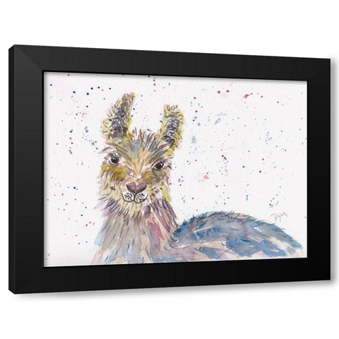 Llama Senorita Black Modern Wood Framed Art Print with Double Matting by Dyer, Beverly