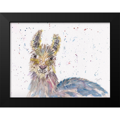 Llama Senorita Black Modern Wood Framed Art Print by Dyer, Beverly