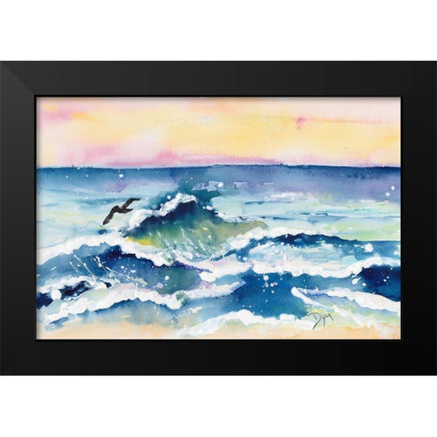 Ocean Waves Black Modern Wood Framed Art Print by Dyer, Beverly