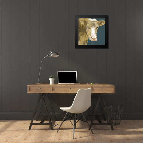 Hogans Brown Cow Black Modern Wood Framed Art Print by Dyer, Beverly