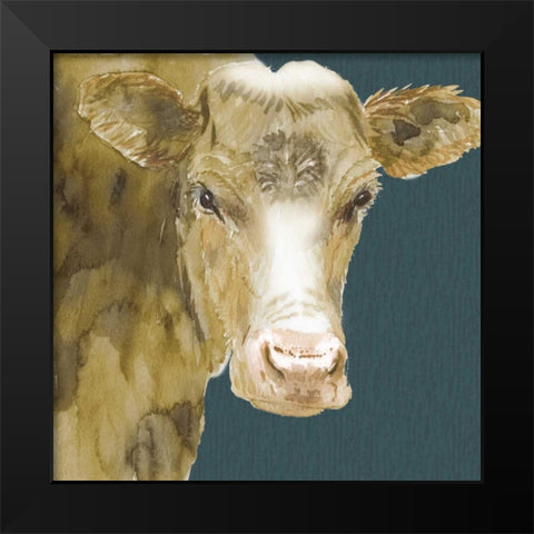 Hogans Brown Cow Black Modern Wood Framed Art Print by Dyer, Beverly
