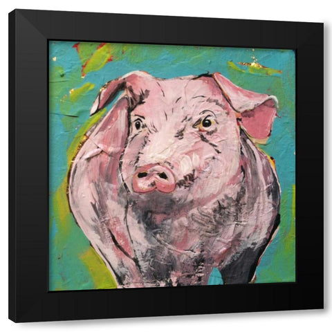 Pig Moment Black Modern Wood Framed Art Print with Double Matting by Dyer, Beverly
