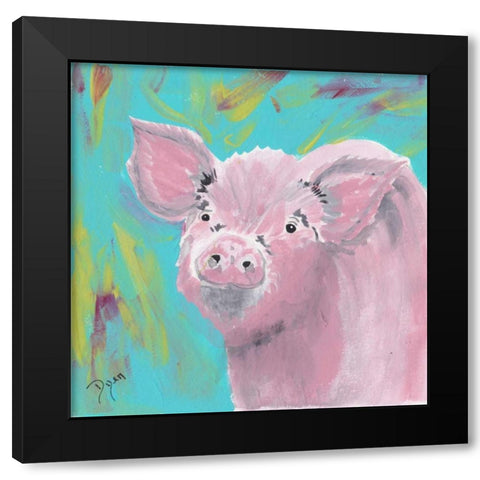 Farm Life Pig Black Modern Wood Framed Art Print by Dyer, Beverly