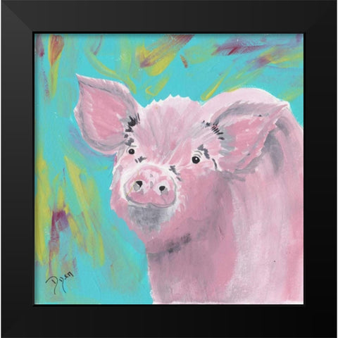 Farm Life Pig Black Modern Wood Framed Art Print by Dyer, Beverly
