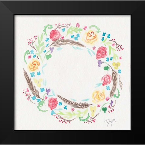 Wildflower Wreath 1 Black Modern Wood Framed Art Print by Dyer, Beverly