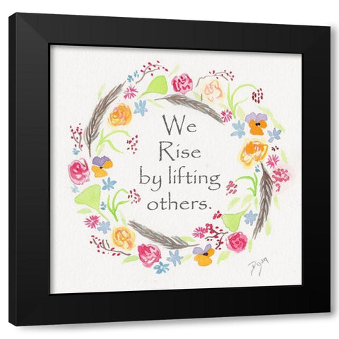 Rise Wreath Black Modern Wood Framed Art Print by Dyer, Beverly