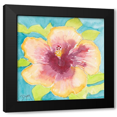 Sunset Hibiscus I Black Modern Wood Framed Art Print by Dyer, Beverly