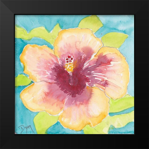Sunset Hibiscus I Black Modern Wood Framed Art Print by Dyer, Beverly