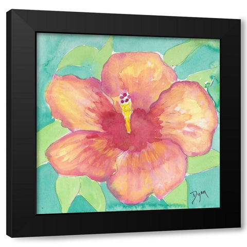Sunset Hibiscus II Black Modern Wood Framed Art Print by Dyer, Beverly