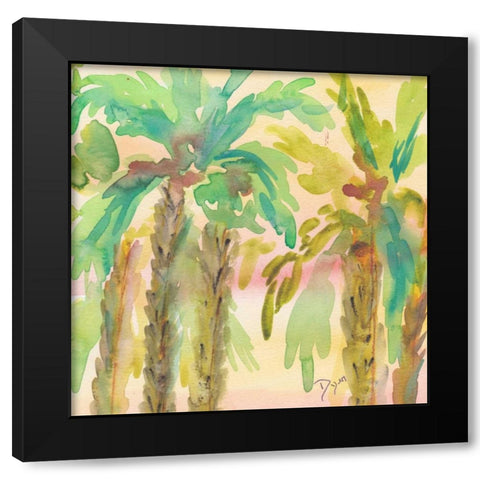 Sunset Palms 1 Black Modern Wood Framed Art Print by Dyer, Beverly