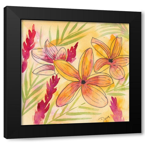 Sunset Plumeria II Black Modern Wood Framed Art Print with Double Matting by Dyer, Beverly