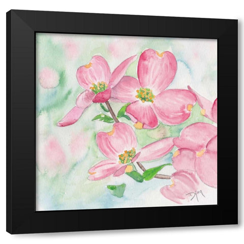 Pink Dogwood I Black Modern Wood Framed Art Print by Dyer, Beverly