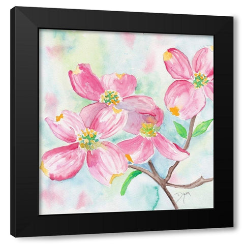 Pink Dogwood II Black Modern Wood Framed Art Print by Dyer, Beverly
