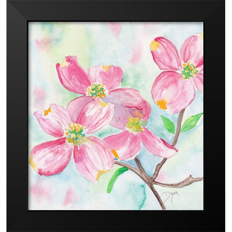 Pink Dogwood II Black Modern Wood Framed Art Print by Dyer, Beverly