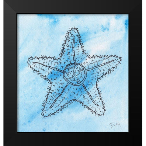 Coastal Starfish Black Modern Wood Framed Art Print by Dyer, Beverly