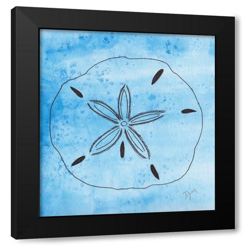 Coastal Sand Dollar Black Modern Wood Framed Art Print by Dyer, Beverly