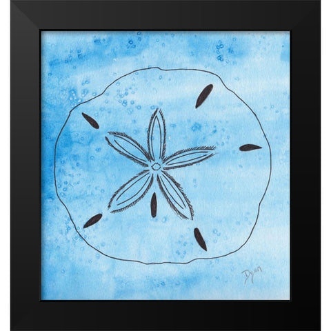 Coastal Sand Dollar Black Modern Wood Framed Art Print by Dyer, Beverly