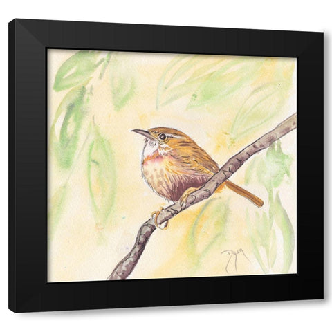 Sunny Wren Black Modern Wood Framed Art Print with Double Matting by Dyer, Beverly