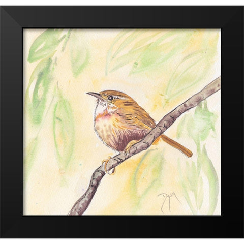 Sunny Wren Black Modern Wood Framed Art Print by Dyer, Beverly