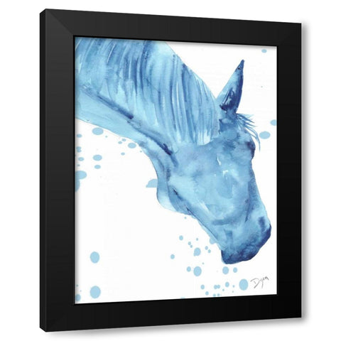 Blue Lacey Thick Splatter Black Modern Wood Framed Art Print with Double Matting by Dyer, Beverly