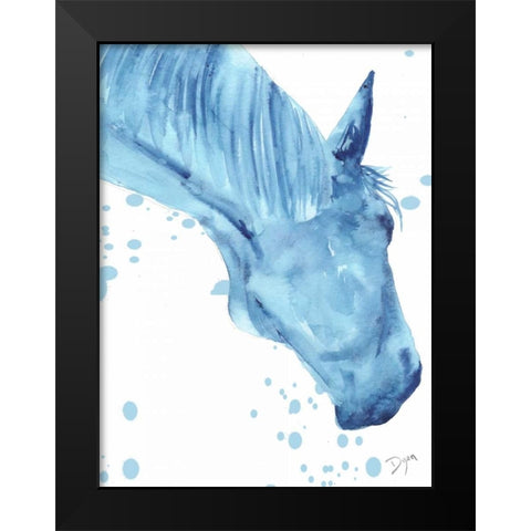 Blue Lacey Thick Splatter Black Modern Wood Framed Art Print by Dyer, Beverly