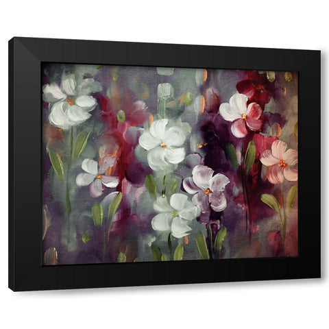 Vagabond Blooms Black Modern Wood Framed Art Print by Boho Hue Studio